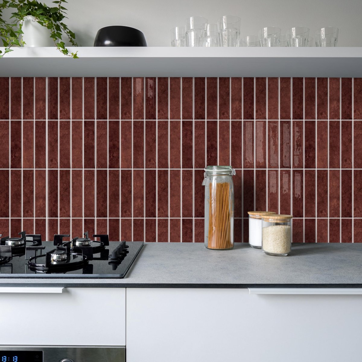 Dailygoods - Dailygoody - 3D Subway Tegel Stickers - Retro Wanddecoratie - Set van 10 - Zelfklevend en Waterproof - Rood - Voor Keuken en Badkamer - Makkelijk aan ...