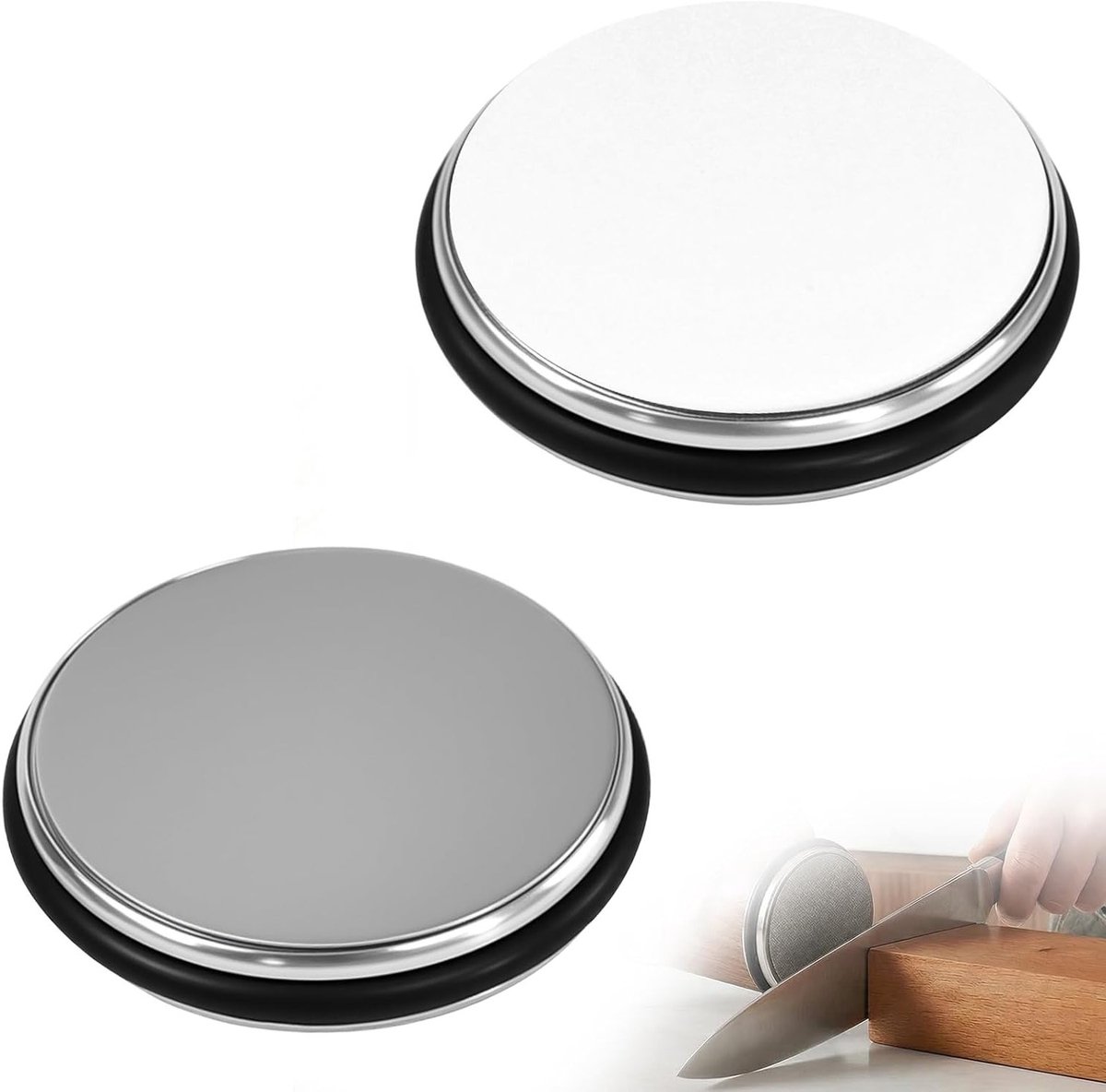Set van 2 Vervangingsschijven voor Rolmes Slijper - Ronde Slijpsteen voor Keukenmessen en Gereedschap - 1000# en 3000# Schijven voor Efficiënt Slijpen