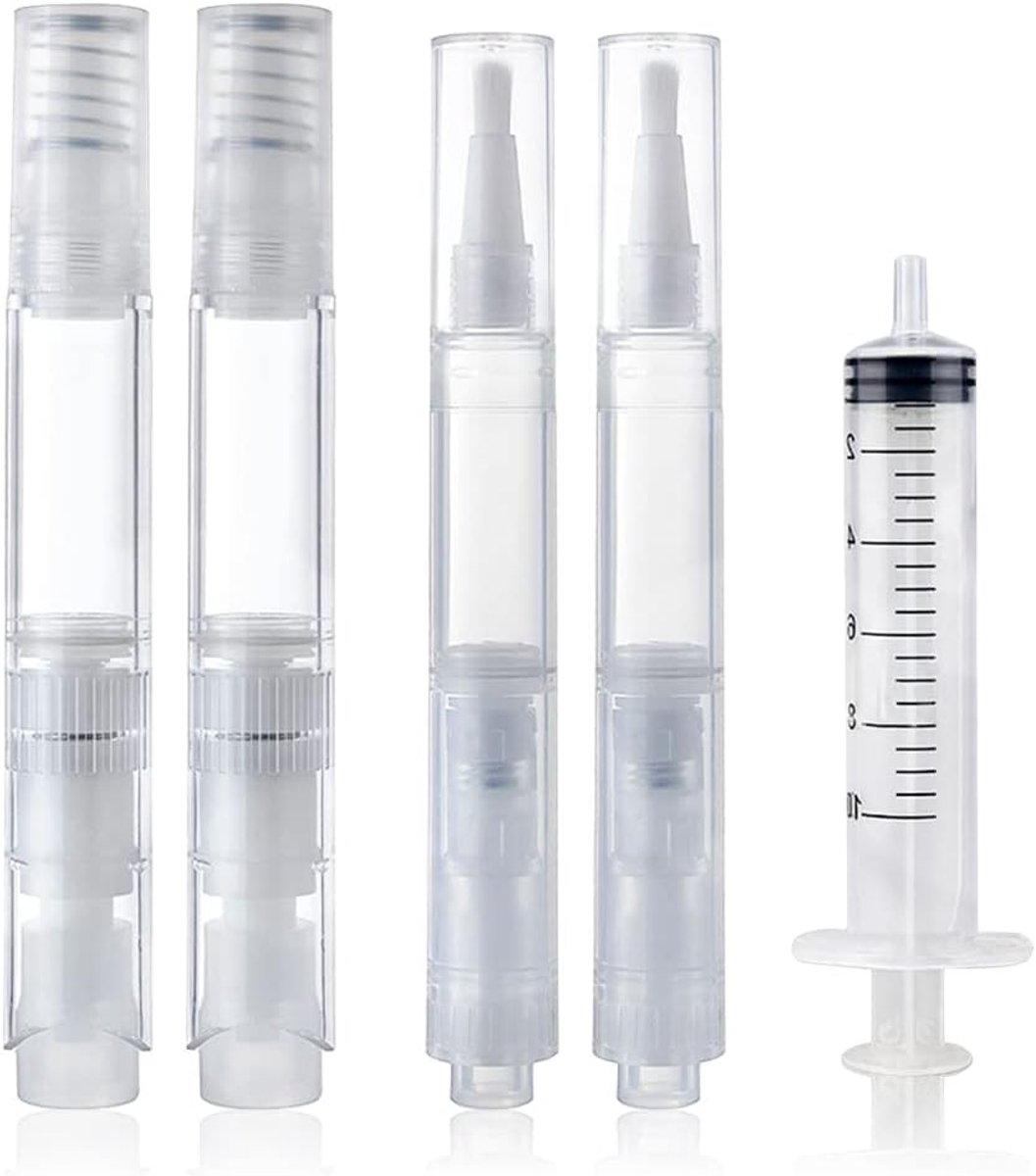 4 Stuks Aanraakverf Pennen, 5ml Vulbare Pennen voor Interieur Herstellingen aan Droogwand, Kasten en Meubels met 1 Verf Spuitje voor Eenvoudige Reparaties