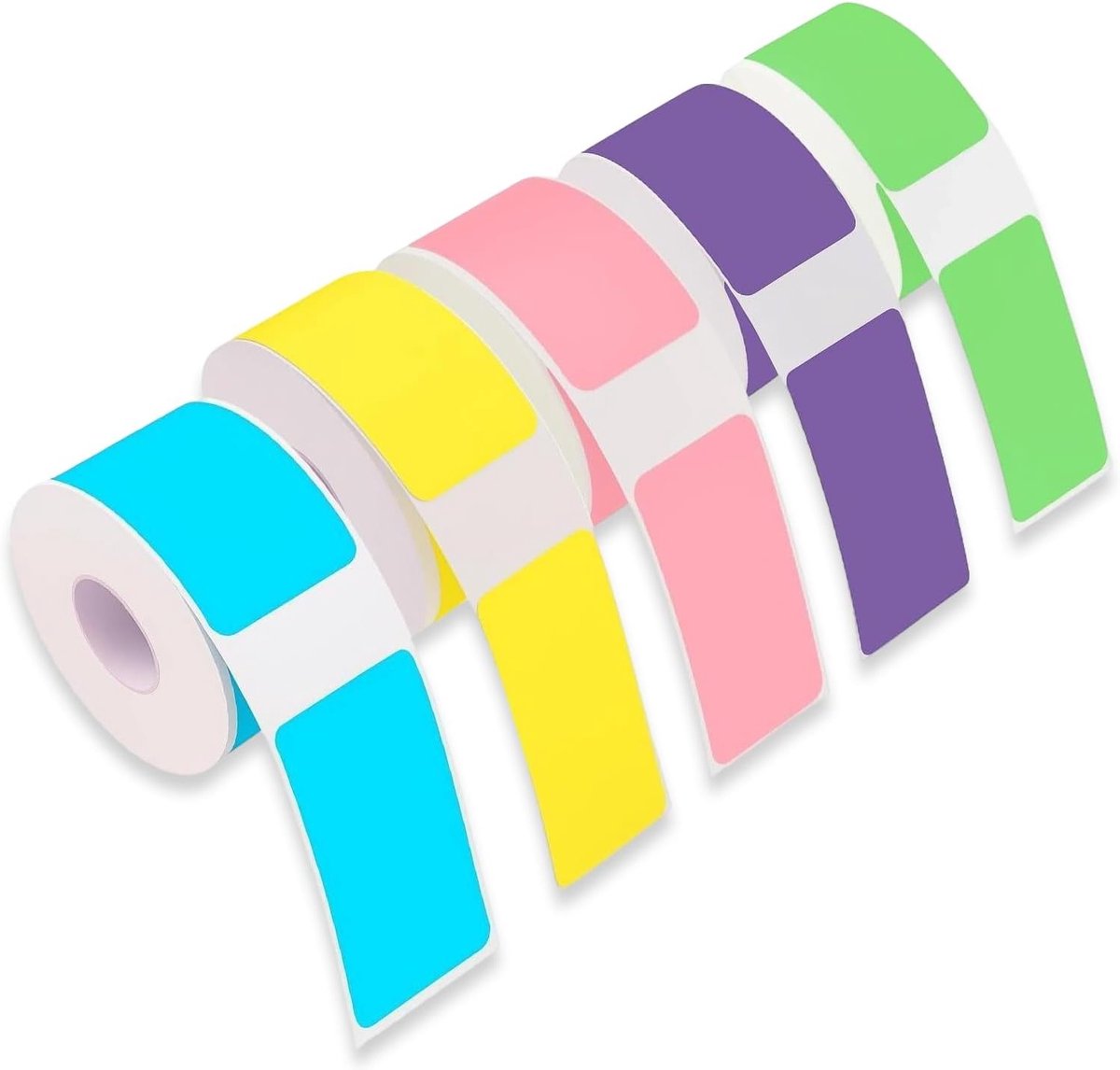 Thermische Labels 12 x 40 mm in Kleurrijke Rollen - Zelfklevend en Verwijderbaar voor Labelprinters, Ideaal voor Organiseren van Kantoor, Keuken en Vriezer Compartiment
