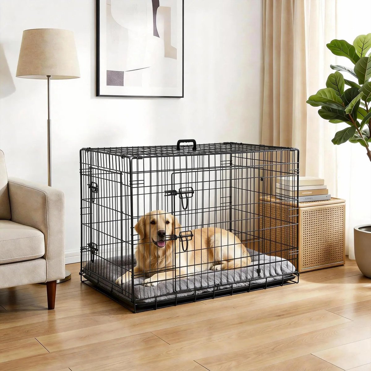 Hondenkennel - uJOY - Verstelbare scheidingswand - Geschikt van puppy tot volwassen hond - Voor thuis of onderweg - Opvouwbaar