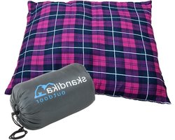 Kampeer Kussen - Reis Kussen - Buiten Slapen - Zachte Flanel - 45x40cm - Roze