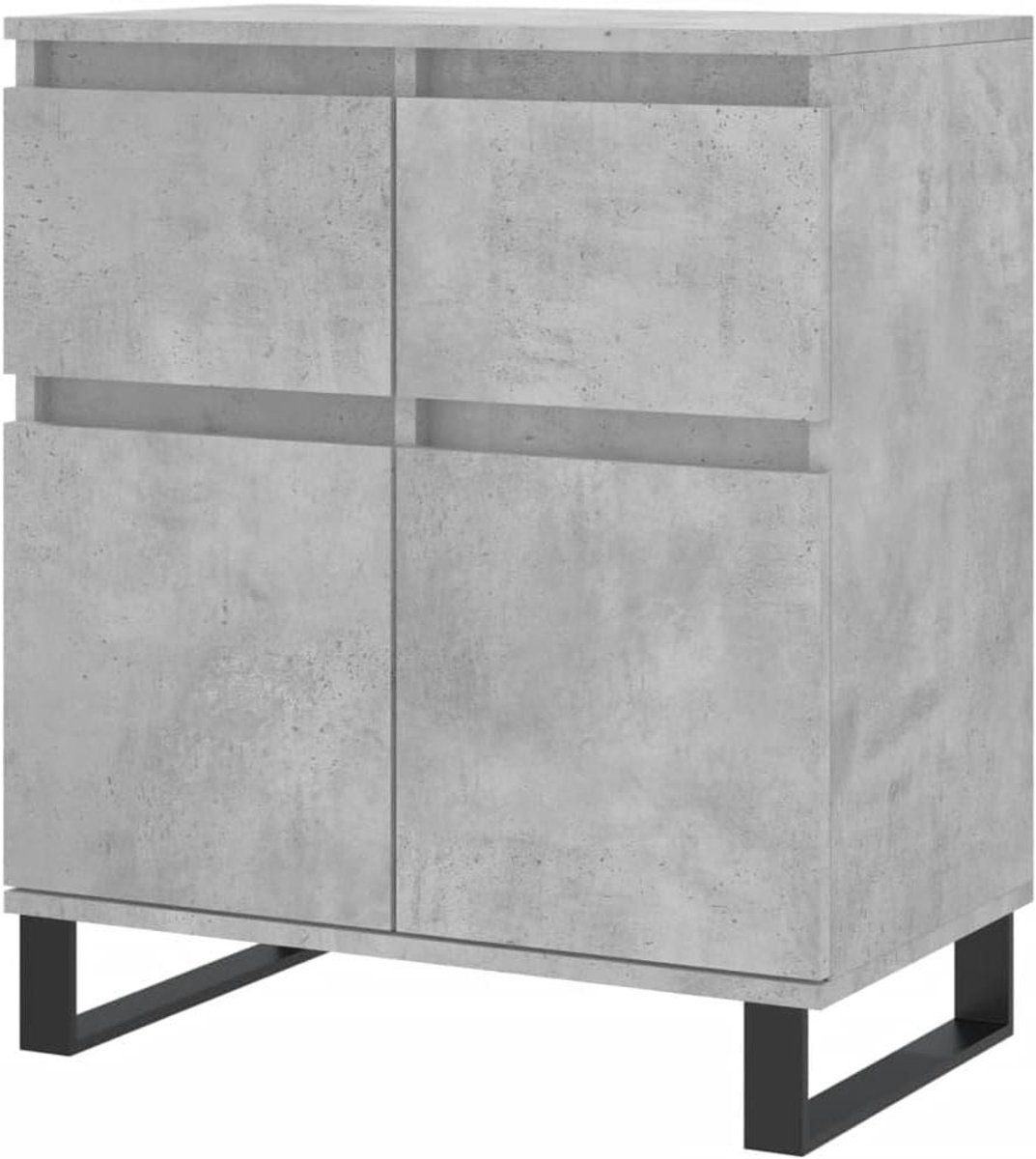 Modern Dressoir - Opbergkast Lades - Woonkamer Meubel - Met 2 Laden Deuren - 60x35x70 cm - Grijs Cement