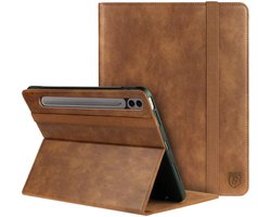 Rosso Element Book Case Hoes Geschikt voor Samsung Galaxy Tab S10 Lite / S10 FE / S9 FE / S9 | Volledige bescherming | Elastische band | Sleep/Wake functie | Penhouder | Verstelbare standaard | Bruin