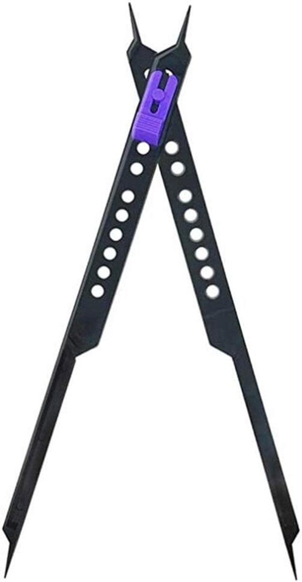 Verdeel Tekengereedschap - Schaal Liniaal - Kunst Projecten - Verstelbaar Blauw Lipje - 26 cm Lengte - Zwart Paars