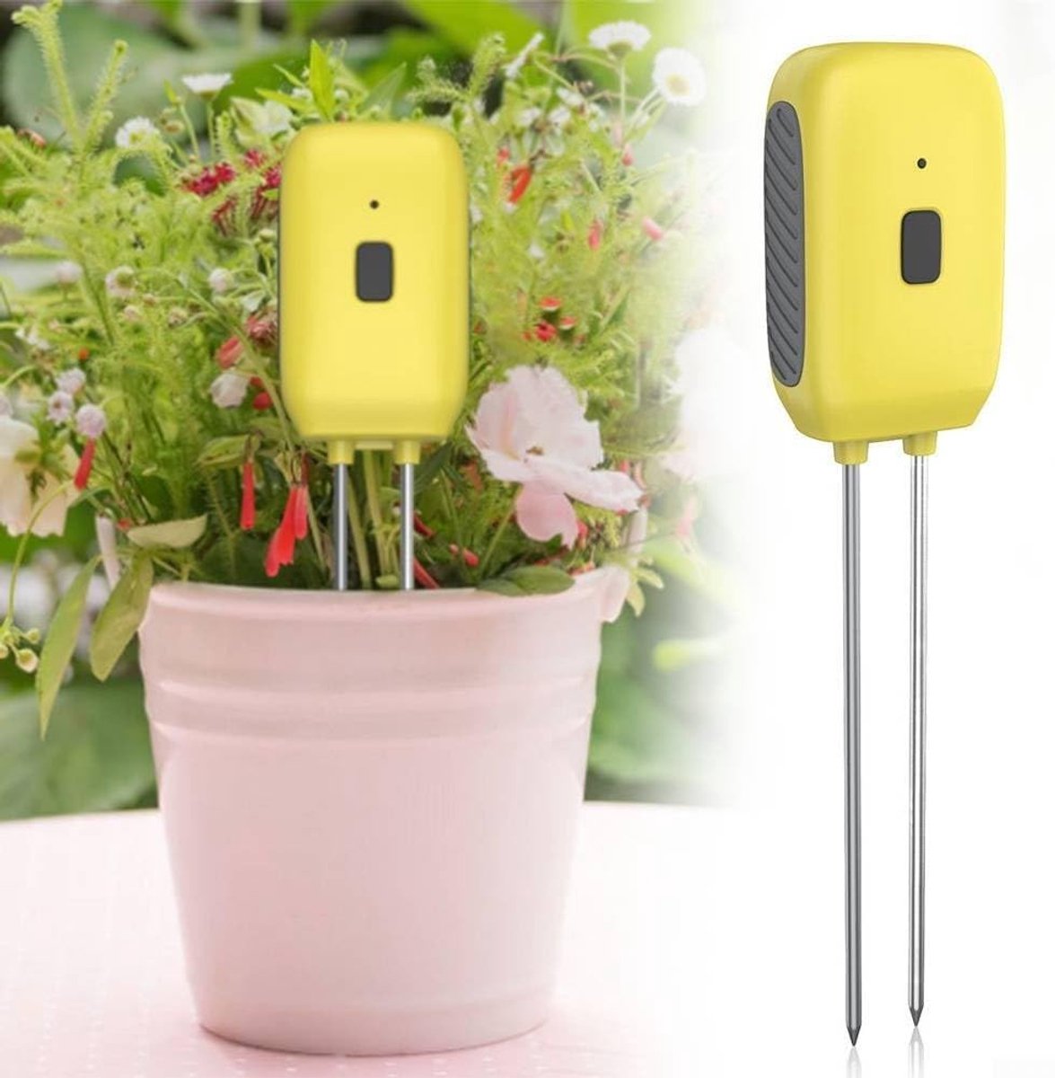 Bodemmeter Sensor - Vocht & Temperatuur - Planten Verzorgen - Bluetooth Connectiviteit - 24.5 cm Lengte - Geel