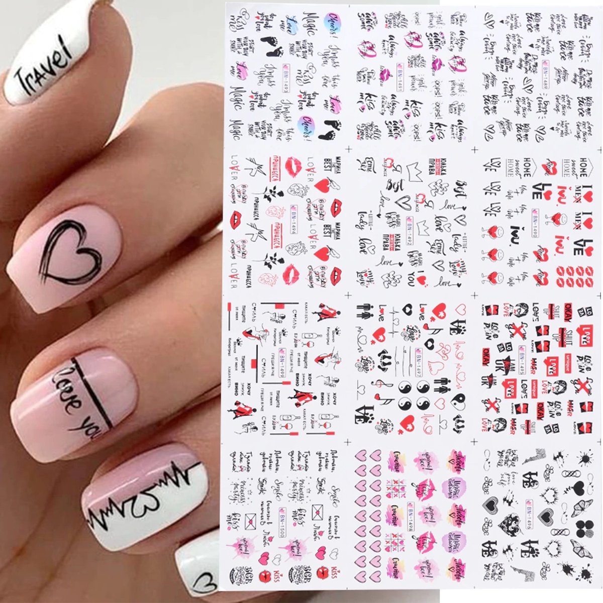 Nagel Sticker Set Love (250 stickers)