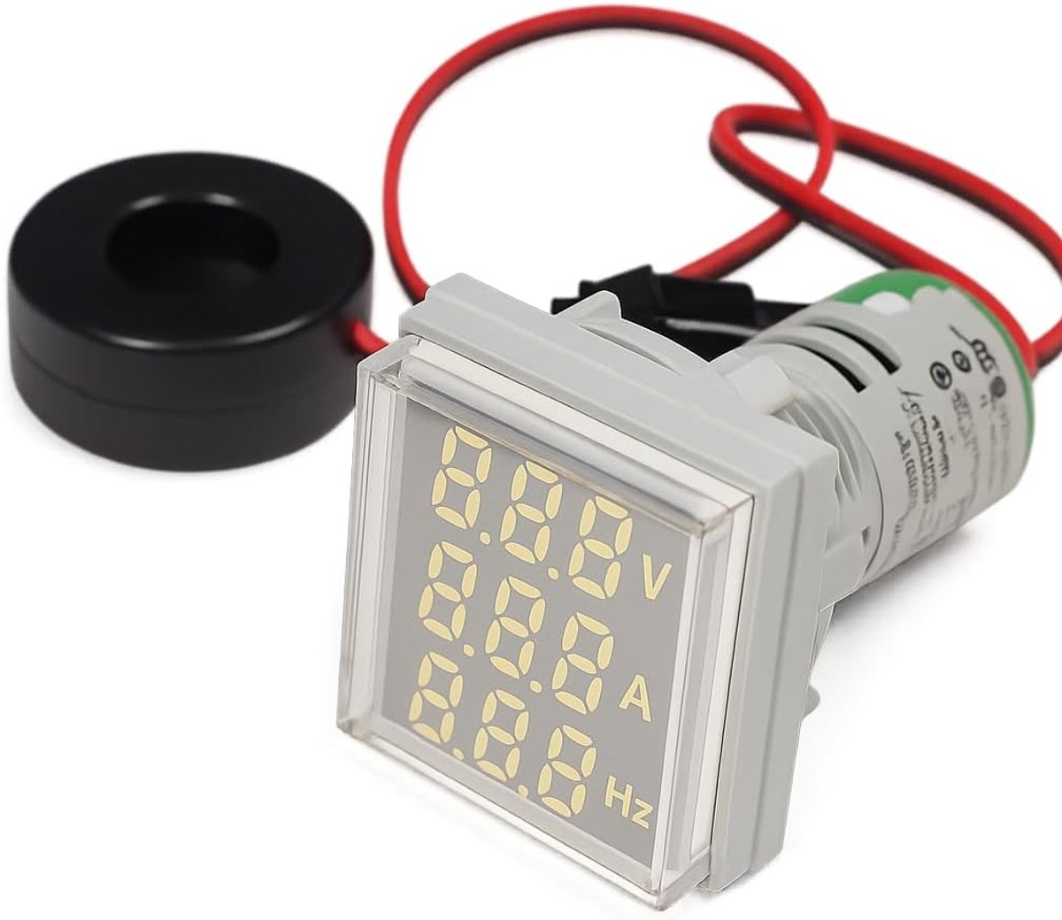 Spanningstroommeter - Voltmeter Ampèremeter - Stroommeting - Duidelijk LED Display - AC 50-500V - wit