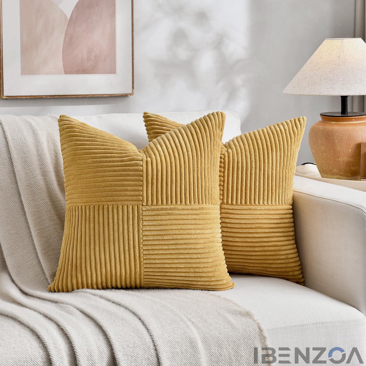 Ibenzoa Decoratieve Kussenhoezen - Effen Donkerbruin - 40x40 cm - Zacht Corduroy