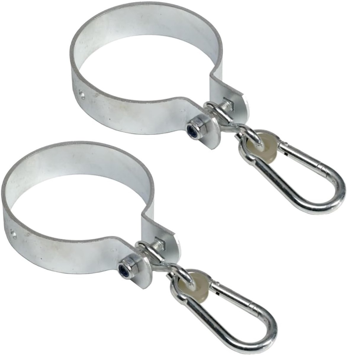 Schommelklemmen set - Bevestigingshaken schommel - Schommelplank ophangen - Verzinkt staal constructie - Voor Ø 120 mm - Zilver