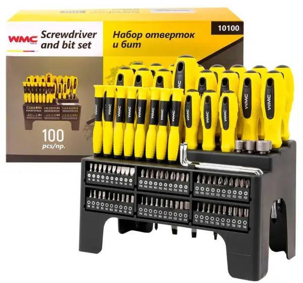 WMC TOOLS - Schroevendraaierset - 100 Delig - Met Standaard - Diverse Soorten Bits
