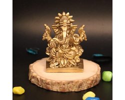 Artvarko Brass Lord Ganesha Bhagwan Zittend op Lotus Ganesh Ganpati idool beeldje voor thuiskantoor, huis, opwarmend standbeeld Murti voor decoratie en poeja cadeau (klein, 7 x 5 x 8 cm)