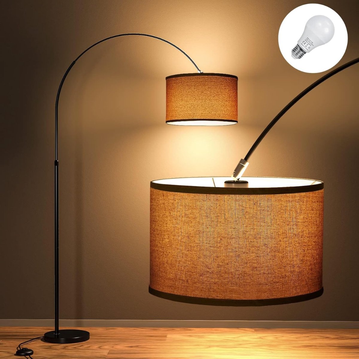 DEXO® Booglamp - Booglampen Staand Vloerlampen Woonkamer - Zwart - 70cm x 29cm x 165cm