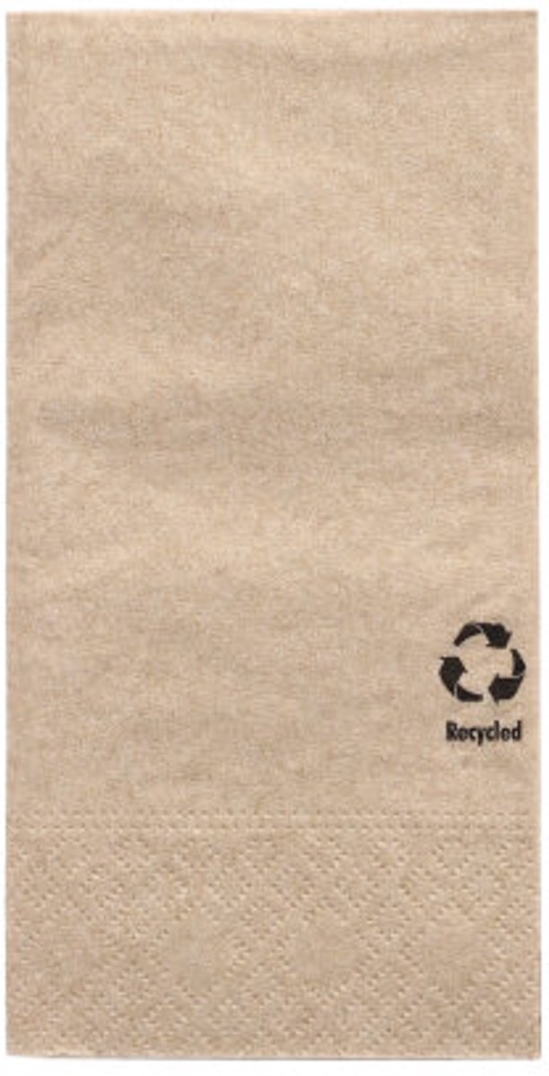 6x 100 Servetten 3-laags 1/8 vouw 33 cm x 33 cm natuur gemaakt van gerecycled papier