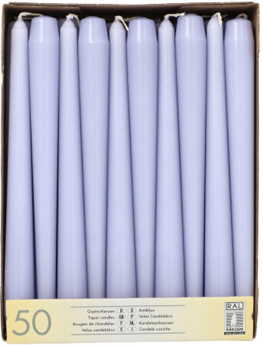 2x 50 Kandelaarkaarsen Ø 22 cm · 25 cm lila