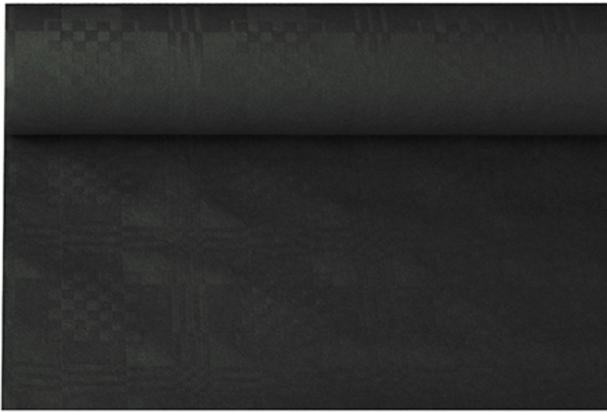 12x Tafelkleed papier met damastprint 6 m x 12 m zwart