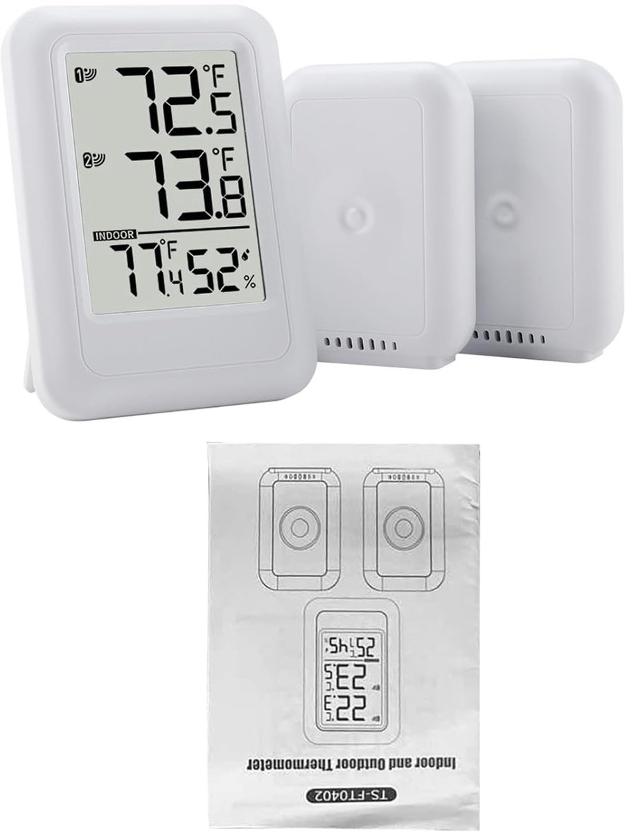 Digitale Thermometer Hygrometer - Vochtigheidsmonitor Weerstation - Binnen Buiten Meten - Twee Externe Sensoren - 256 Inch Display