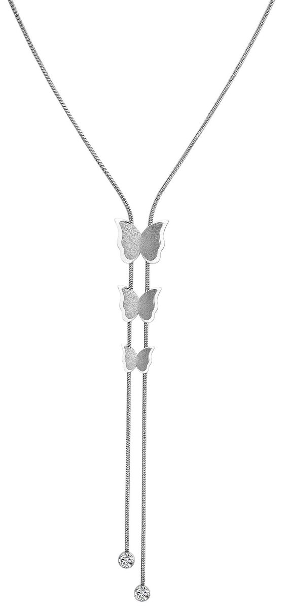 AKZENT Akzent dames ketting met hanger Jule slangenketting, roestvrij staal, vlinders, imitatie