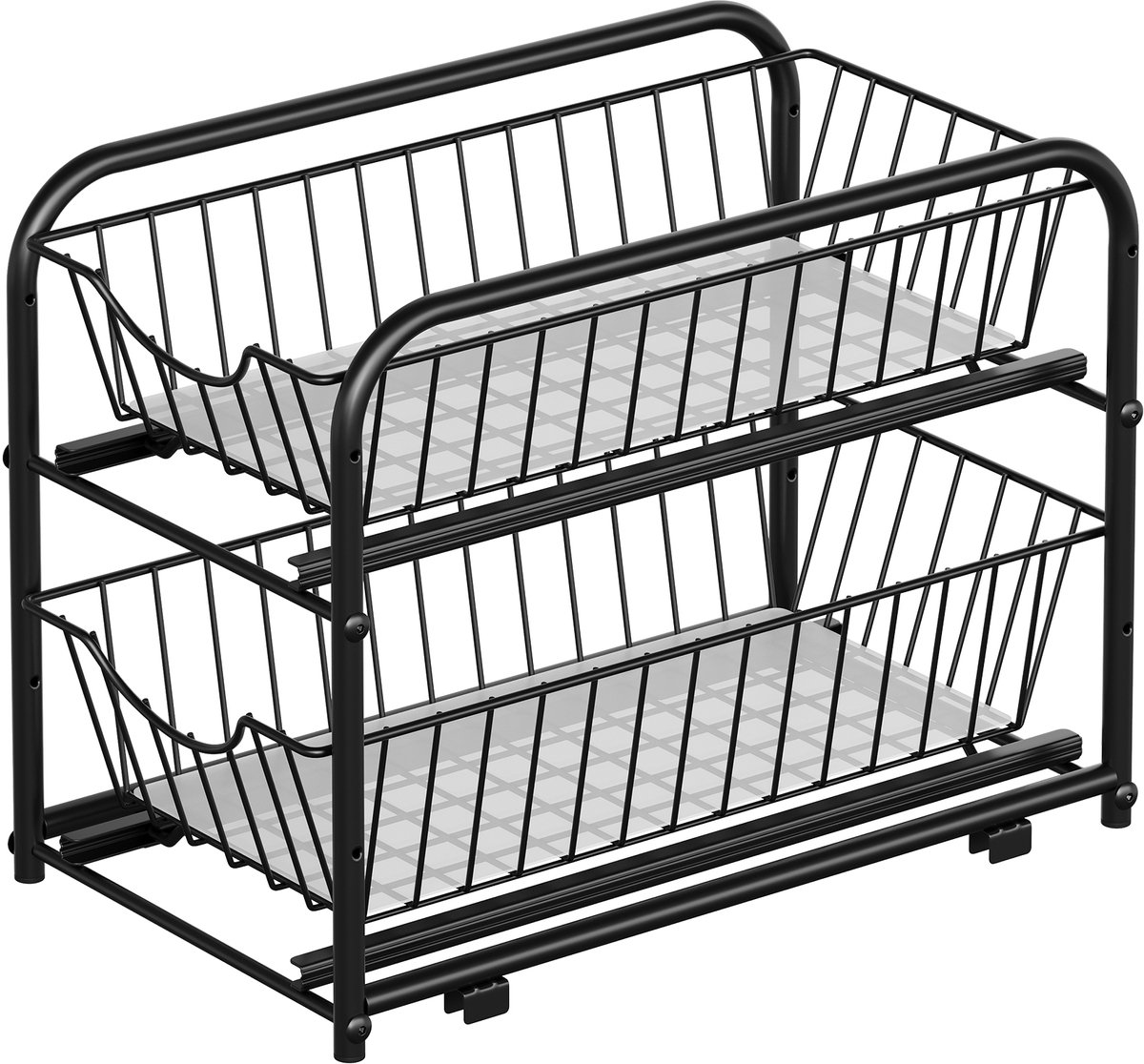 SONGMICS KCS017B01 - Keukenkast Organizer - Stapelbaar en Uitbreidbaar - 2 Lagen met Metalen Manden