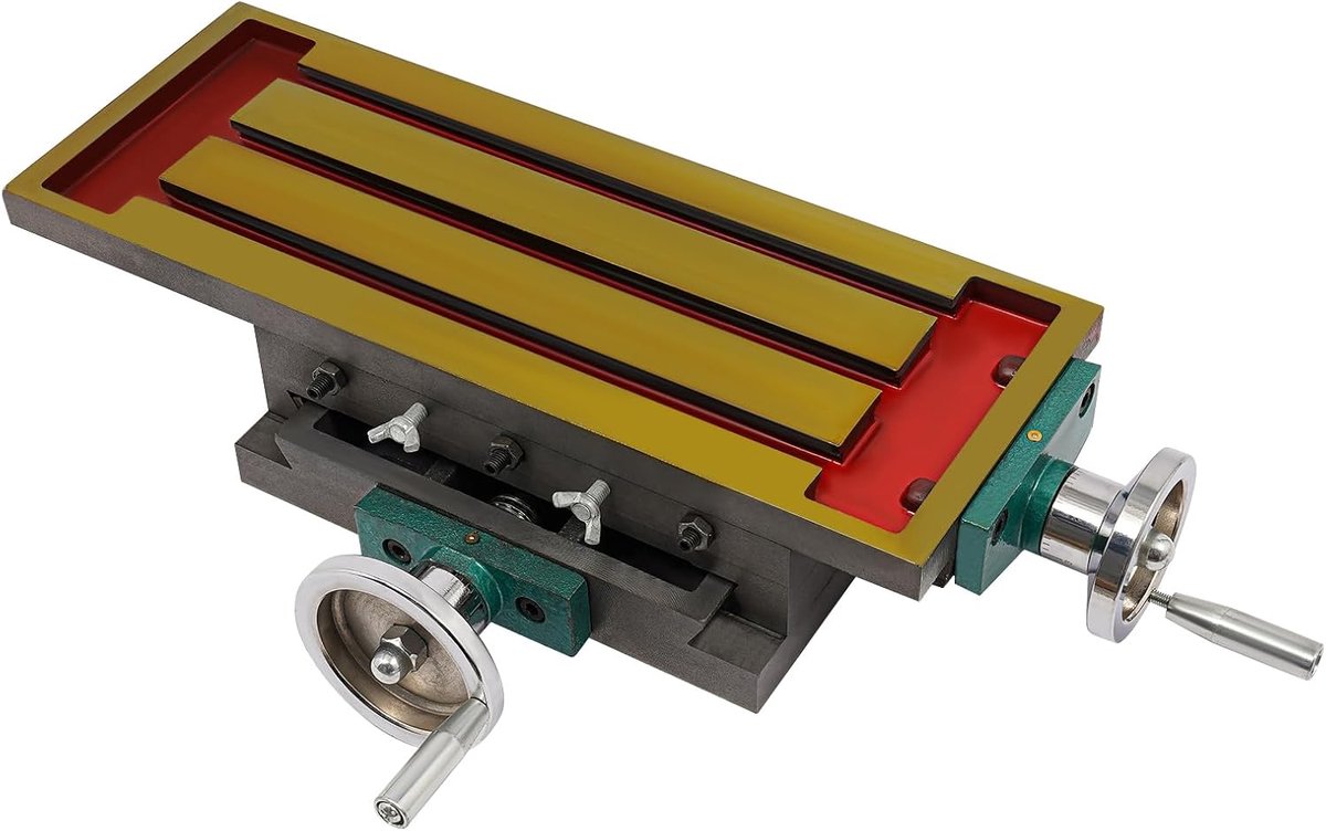 Werktafel - Freestafel boortafel - Precisie bewerking - Dubbele assen verstelling - X 27cm Y 12.5cm - Rood goud zilver
