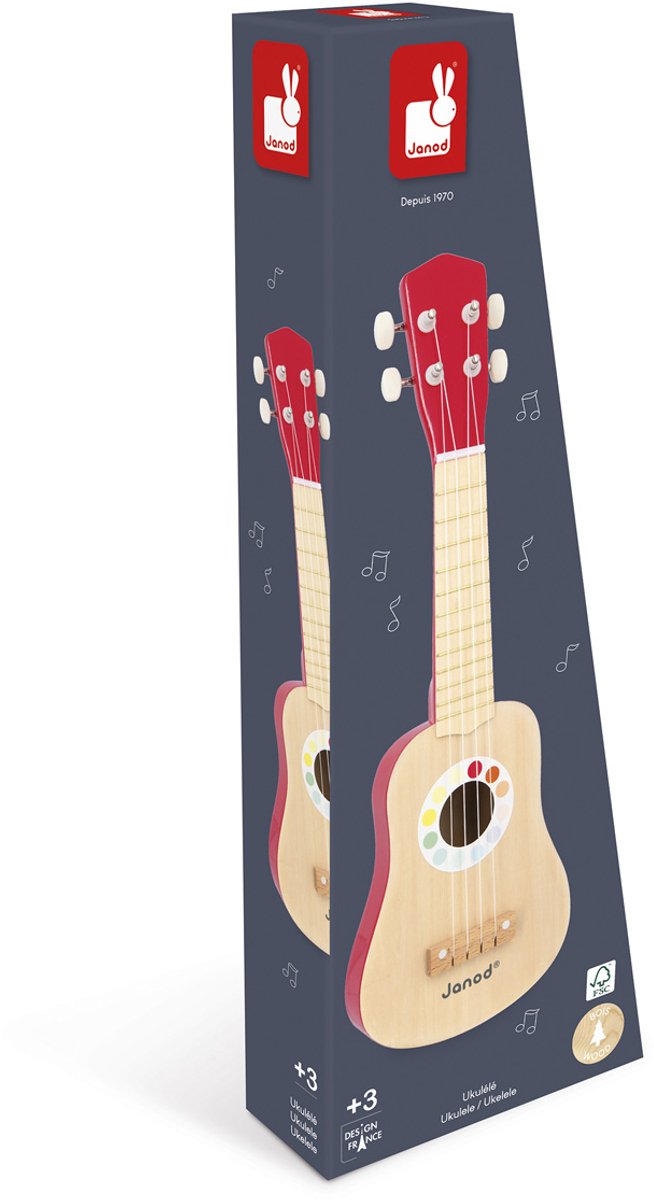 Janod Confetti - Houten Ukelele - Voor Kleine Muzikanten! - Met 4 Nylon Snaren En Een Kleurrijk Ontwerp - Geschikt Vanaf 3 Jaar van Janod — afbeelding 2