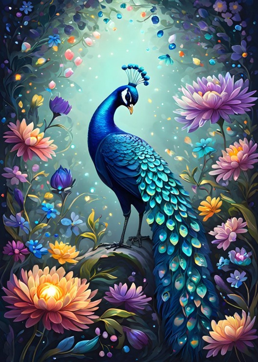 Bluebird Puzzle legpuzzel Flowers & Peacock - 500 stukjes - kleurrijk speelgoed.