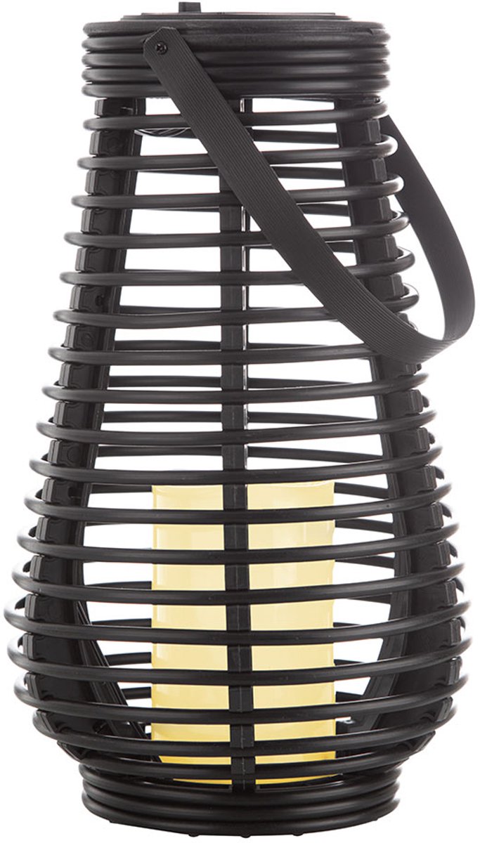 LED Buitenlantaarn Tuinlamp Solar Schemersensor Zwart H 26 cm