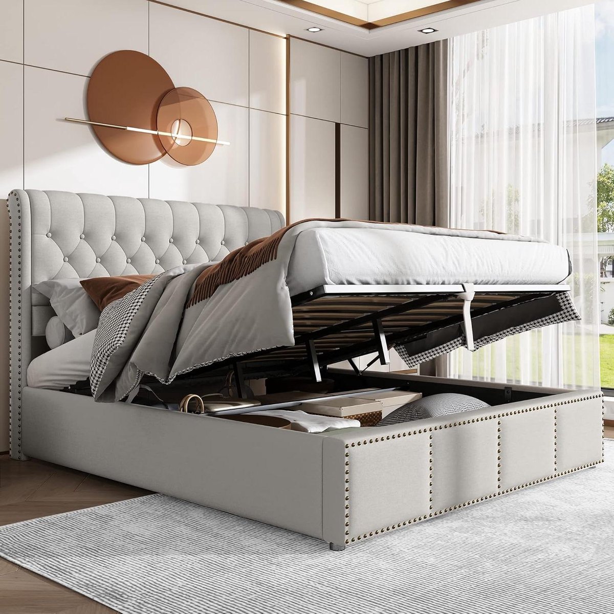 Gestoffeerd Bed - Tweepersoonsbed - Slaapkamer Inrichting - Met Opbergruimte - 140 x 200 c
