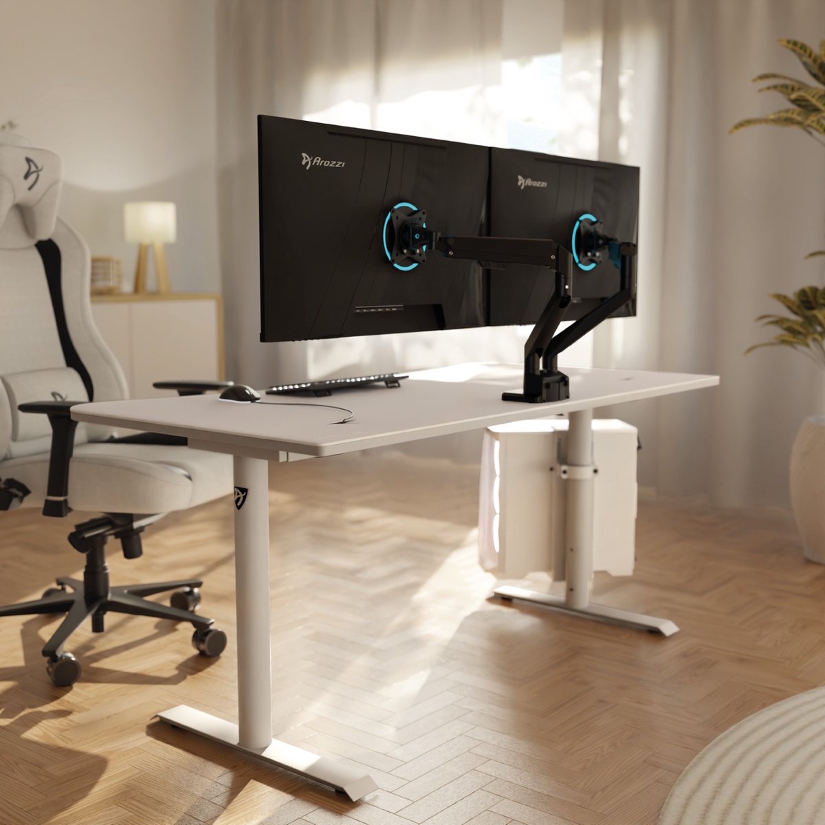 Arozzi Alzare Neo Dubbele Monitor Arm - Gasfeder - Zwart thumbnail 5