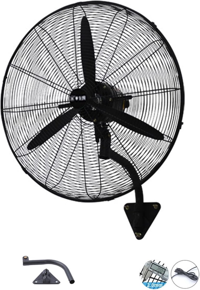 Wandventilator - Zwenkventilator - Ruimte Koeling - 120 Graden Zwenking - 66 cm - Koper
