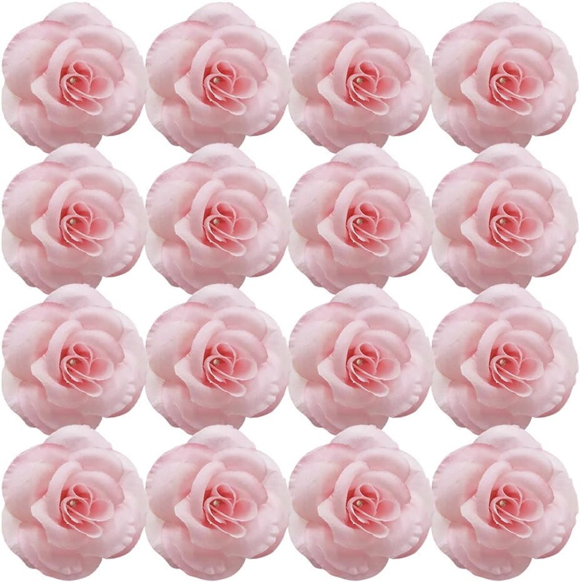 Kunstbloemen Rozenkoppen - Nepbloemen Decoratie - Bruiloft Decoratie - Zijden Materiaal - 5 cm Doorsnede - Lichtroze