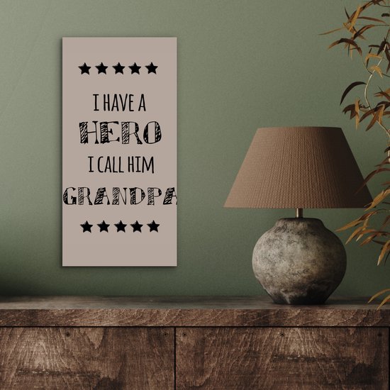 Décoration murale Métal - Aluminium Peinture Industrielle - Citations - J'ai un héros je l'appelle grand-père - Dictons - Grand-père - 20x40 cm - Dibond - Photo sur aluminium - Décoration murale industrielle - Pour le salon / la chambre