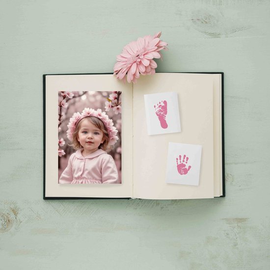 Happy Hands Inkless Baby Hand- & Voetafdruk Set - Roze - Zonder Inkt - No-Touch, No-Mess - Inclusief 3 Kaartjes (12×10 cm) - Veilige & Schone Baby Afdruk Kit - Perfect Kraamcadeau van Merkloos — afbeelding 2