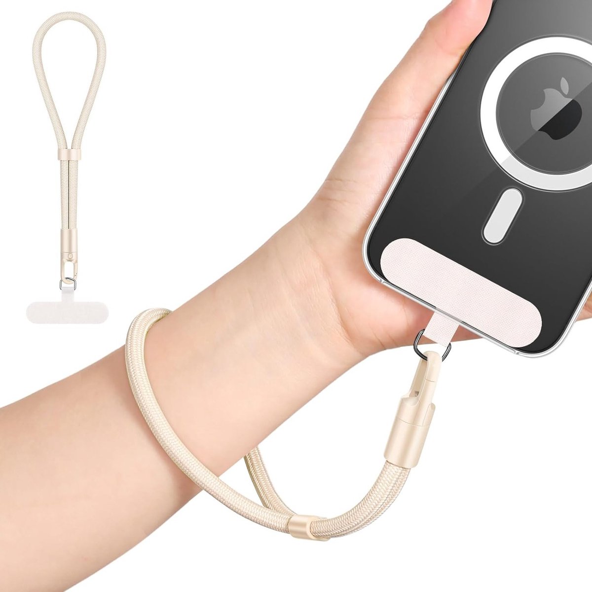 Verstelbare Polsband voor Telefoon, Handsfree Smartphone Lanyard met Tether Tab, Geschikt voor iPhone en Meeste Smartphones, Camel Kleur