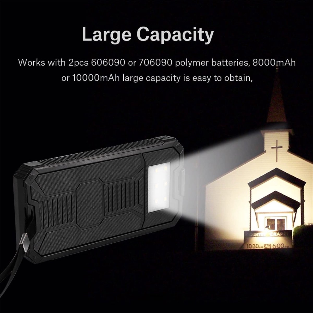 Dailygoods- Powerbank 20000 mAh Grote Capaciteit - Solar Powerbank - Dubbele USB-poorten - Draagbare Oplader - Snelle Zonne-oplading - Geschikt voor Sport en Reizen - Zonne-energie Powerbank – foto 2
