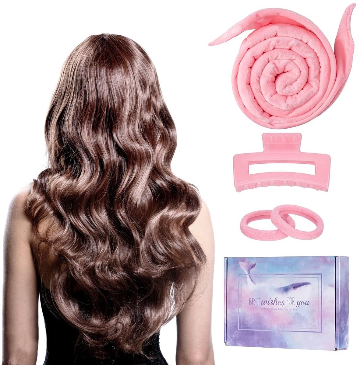 Dailygoods- Krulspelden Hittevrij - Krulset - Haarrollers - Satijnen Slaapmuts - Haarhanddoek - Hoogwaardige Polyester/Katoenvulling - Haarkruller