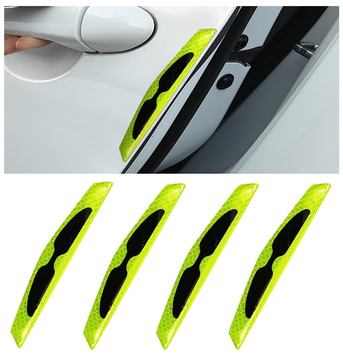 Dailygoods- Autostootrandbeschermer 4 Stuks - Auto Deurhoekbescherming - Anti-Kras Bescherming - Universele Bumper Strip - Slijtvast Materiaal - Reflecterend Papier - Deurbescherming