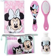 Minnie Mouse Verzorgingsset Toilettas Handdoek Haarborstel Flesje Officieel Gelicenseerd