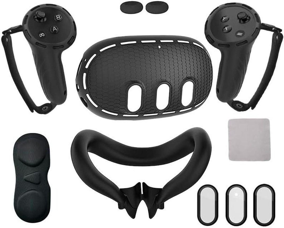 VR Accessoires Set - Beschermhoes Controller - Virtuele Ervaringen - Zachte Siliconen - 7 Delig - Zwart