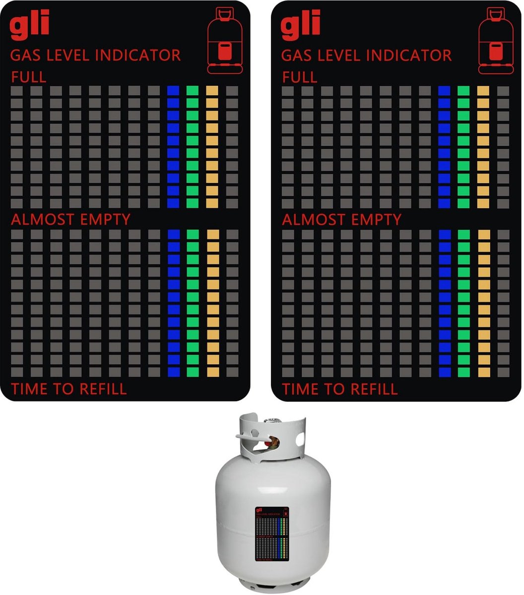 Dailygoods- Gasniveau-indicator Magnetisch - Herbruikbare Vulniveauindicator - Propaan/Butaan - Voor Thuiskeuken/Buitenbarbecue - Geschikt voor Camping - Krachtig en Flexibel - Vulniveau-indicator