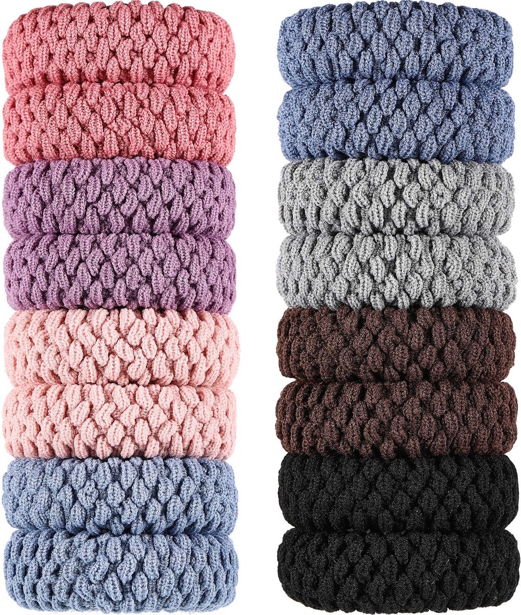 Dailygoods- Haarelastiekjes 16 Stuks - Dikke Katoenen Banden - Naadloos Ontwerp - Geen Vouwen/Breuk - Luchtdoorlatend - Geschikt voor Meisjes/Vrouwen - Haarband