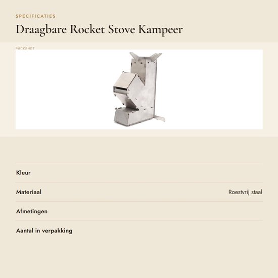 Draagbare Rocket Stove: Duurzaam, Compact, Kampeerkachel voor Wandelen en Outdoor Gebruik van Merkloos — afbeelding 4