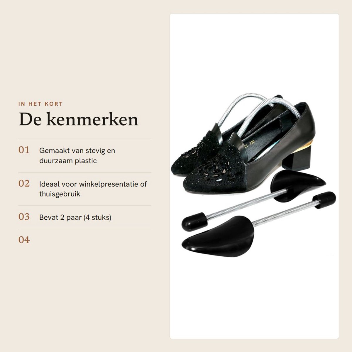 Dailygoods- Schoenspanner Kunststof - 2 Paar Schoenboom - Verstelbaar - Ondersteuning voor Laarzen - Heren/Dames - Duurzaam en Stevig - Schoenhouder