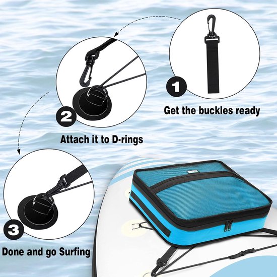 Paddle Board koeltas, waterdichte Surf Sup Deck koeltas geïsoleerd lekvrij 10 blikjes, Sup Paddle Board Accessoires Tas voor Stand Up Paddleboard en Kajak — afbeelding 5