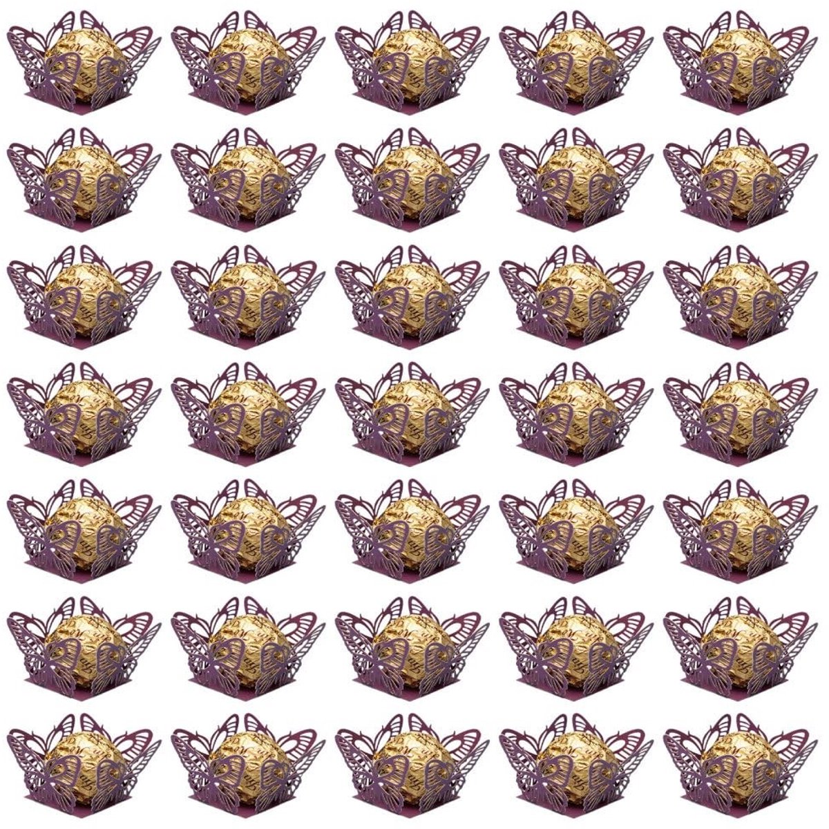 Dailygoods- Chocoladetruffelwikkels 50 Stuks - Holle Vlindervormige Dessertbekers - Chocoladewikkels - Snoepdozen - Eenvoudig te Gebruiken - Hoogwaardig Papiermateriaal