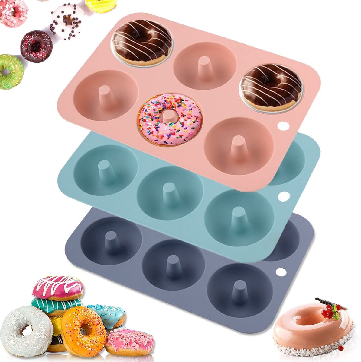 Dailygoods- Donut Bakvorm 6-Holtes - Siliconen Bakvorm - Vaatwasserbestendig - BPA-vrij - Duurzaam Materiaal - Gemakkelijk Schoon te Maken