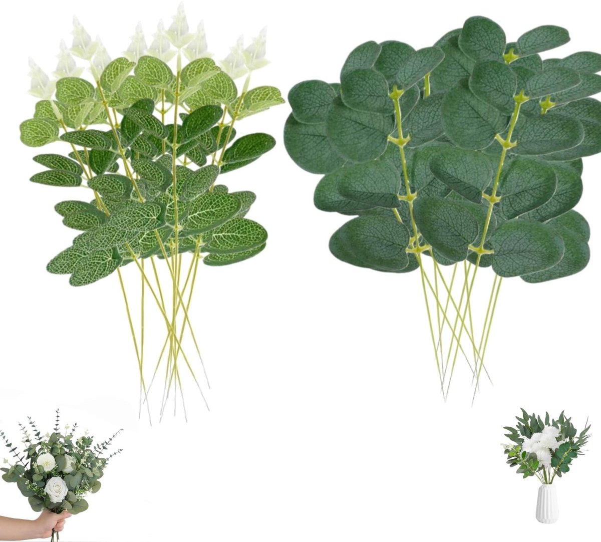 Dailygoods- Kunsttakken 20 Stuks - Groene Bladeren - Kunstbloemen - Tafeldecoratie - Bruiloft - Kantoor - 30-31 cm - Nepplanten