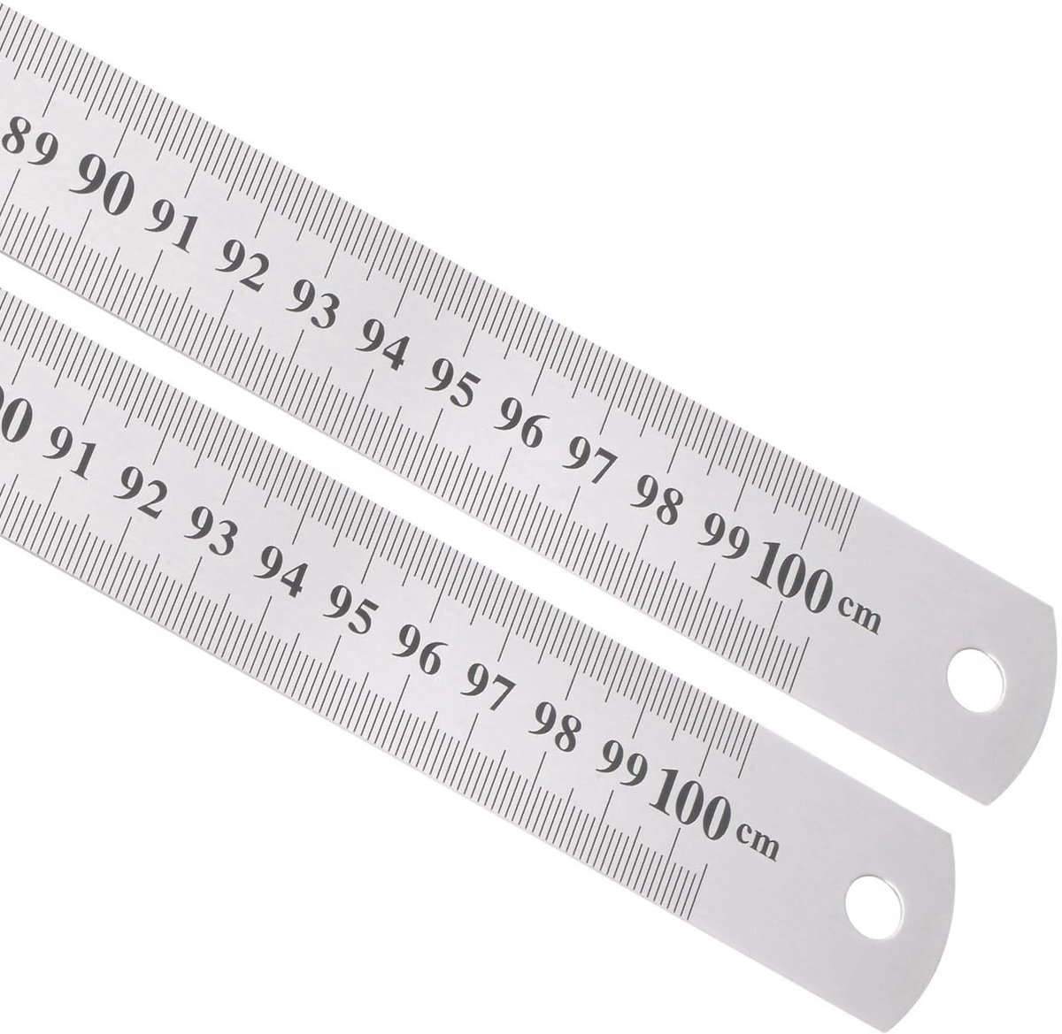 Dailygoods- Liniaal 1 m - Roestvrij Staal - Dubbele Metrische/Inch Metingen - Stevig en Duurzaam - Architectonisch Ontwerp - Hanggat - Meetlat