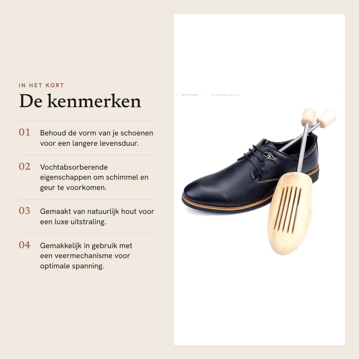 Dailygoods- Schoenspanner Hout - Schoenspanner Cederhout - Schoenspanners Heren - Schoen Vormers - Set van 2 Stuks - Absorbeert Vocht en Bestrijdt Geuren - Schoenvorm