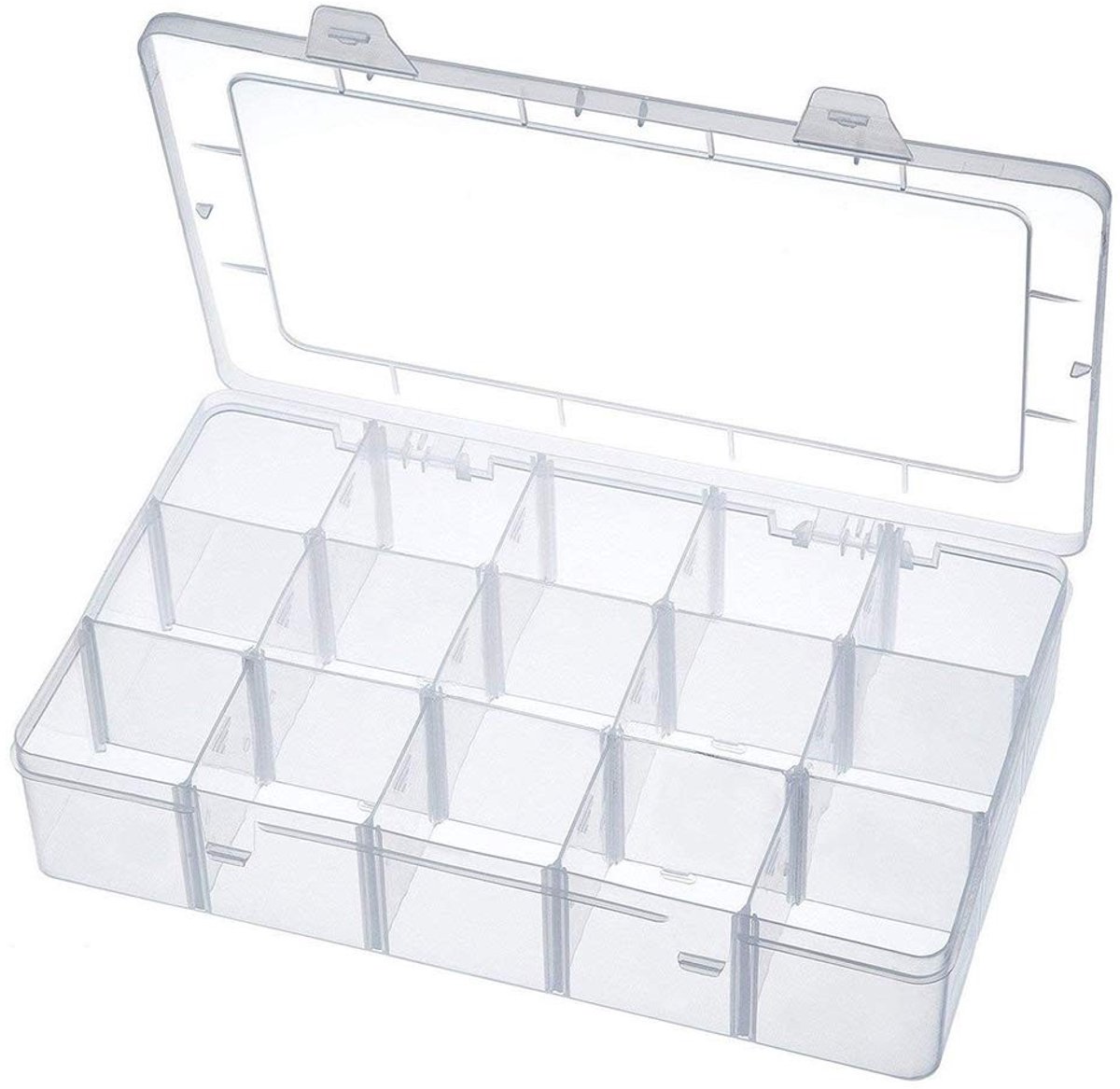 Dailygoods- Opbergdoos met deksel - Opbergdoos met vakjes - Opbergdoos voor knutselspullen - Doorzichtig - 15 Compartimenten - Duurzaam kunststof - Opbergbox